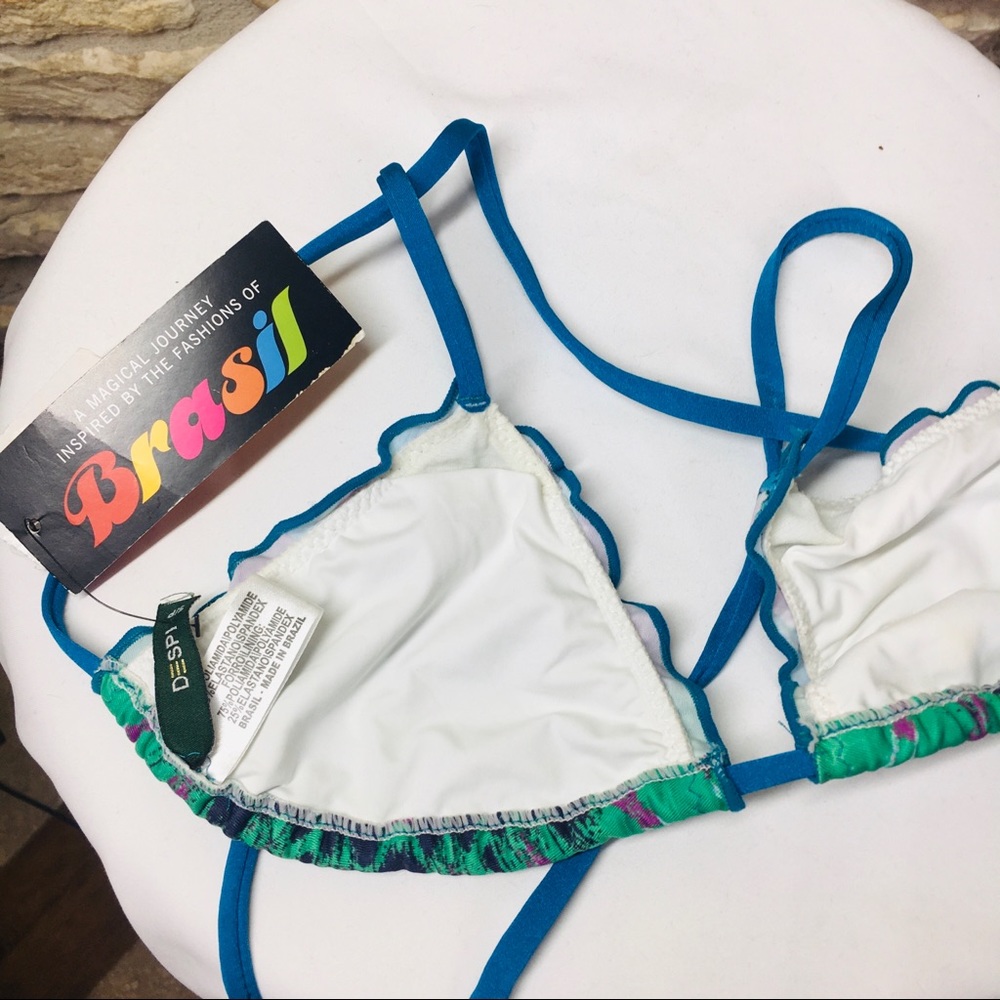 Depsi Brasil Tie Dye Tiny Triangle Bikini Top Blue - Picture 7 of 7